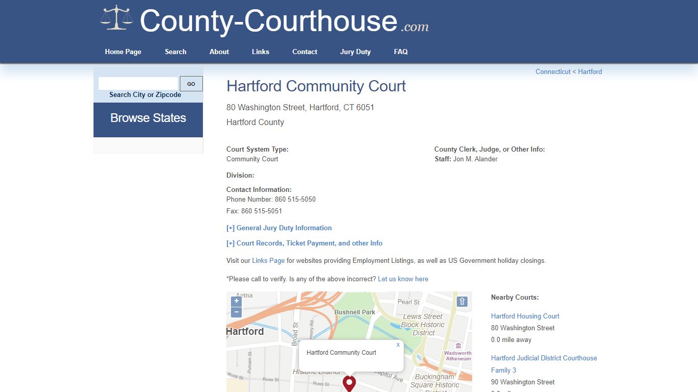 Hartford Community Court in Hartford, CT - Court Information